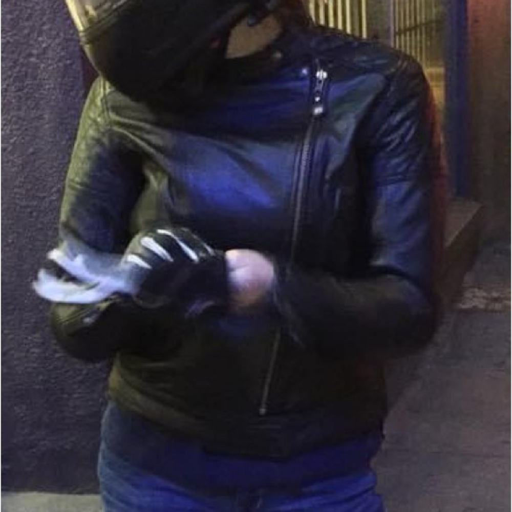 Sleek Black Leather Moto Jacket